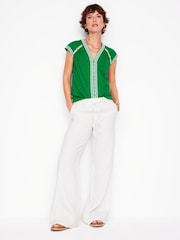 Boden Green Hazel Cotton Embroidered Blouse - Image 4 of 5