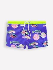 Boden Blue Fish Swim Trunks - Image 1 of 3