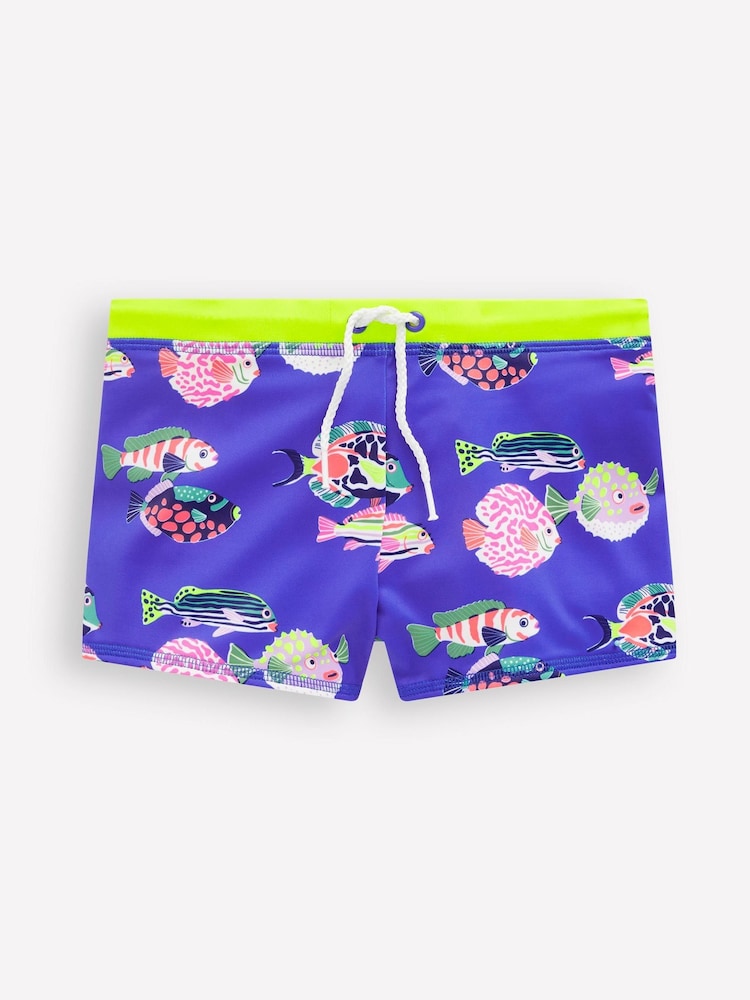Boden Blue Fish Swim Trunks - Image 1 of 3