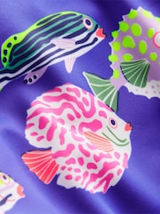 Boden Blue Fish Swim Trunks - Image 3 of 3