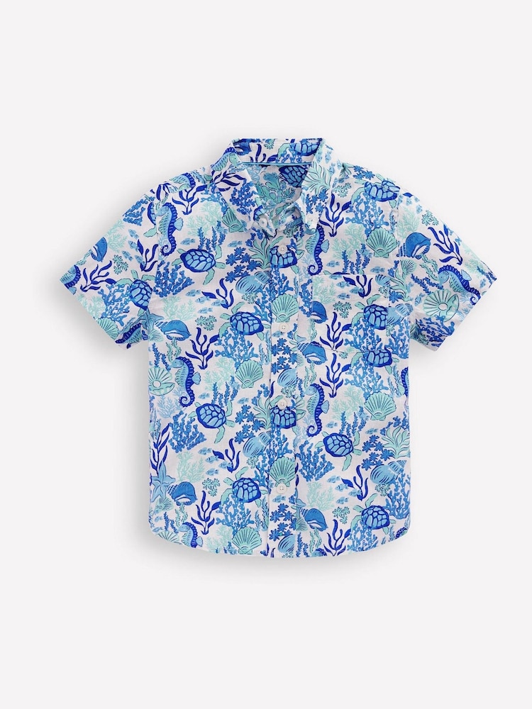 Boden Blue Cotton Linen Shirt - Image 1 of 3
