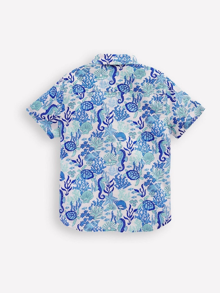Boden Blue Cotton Linen Shirt - Image 2 of 3 Boden Blue Cotton Linen Shirt - Image 2 of 3