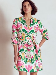 Boden Green Cleo Linen Tie Waist Dress - Image 2 of 6