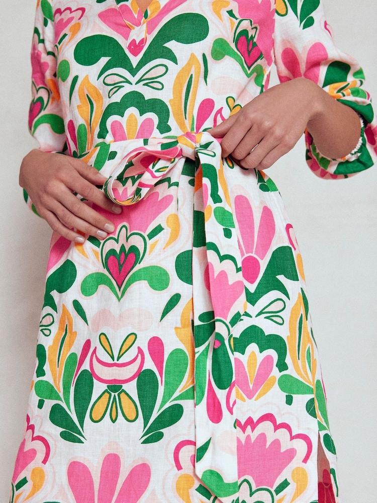 boden green and pink dress Boden Hotch Potch Dress in Fountain Flower Fairies – Uniq Wear main image 0