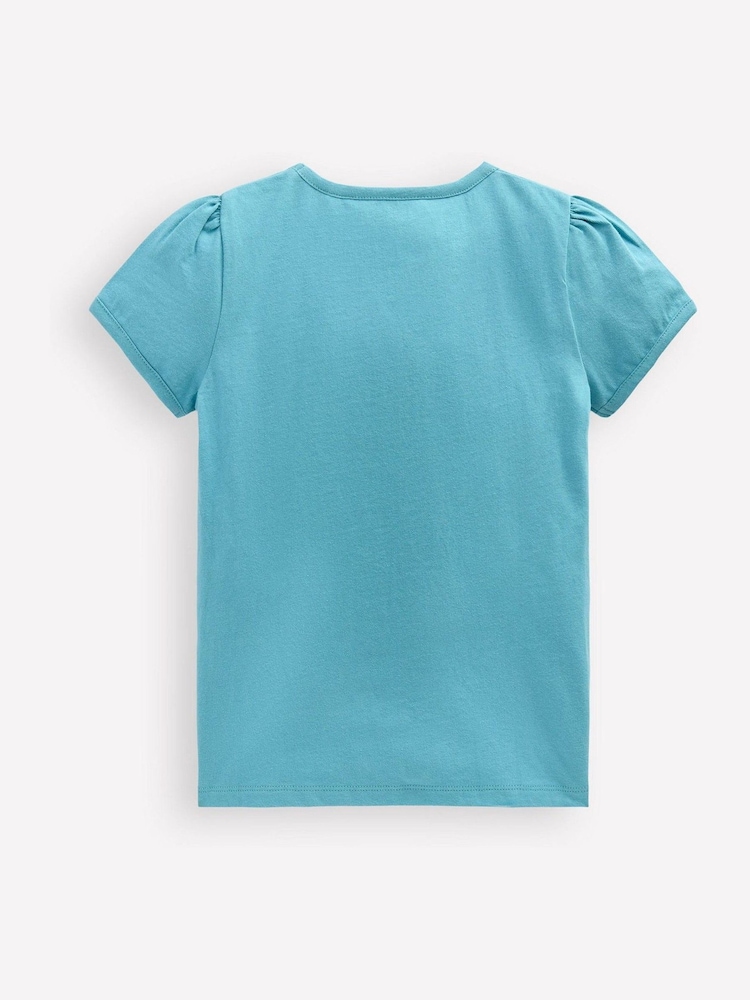 Boden Blue Puff Sleeve Fish Superstitch Top - Image 2 of 3
