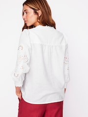 Boden White Alicia Cutwork Linen Top - Image 2 of 4