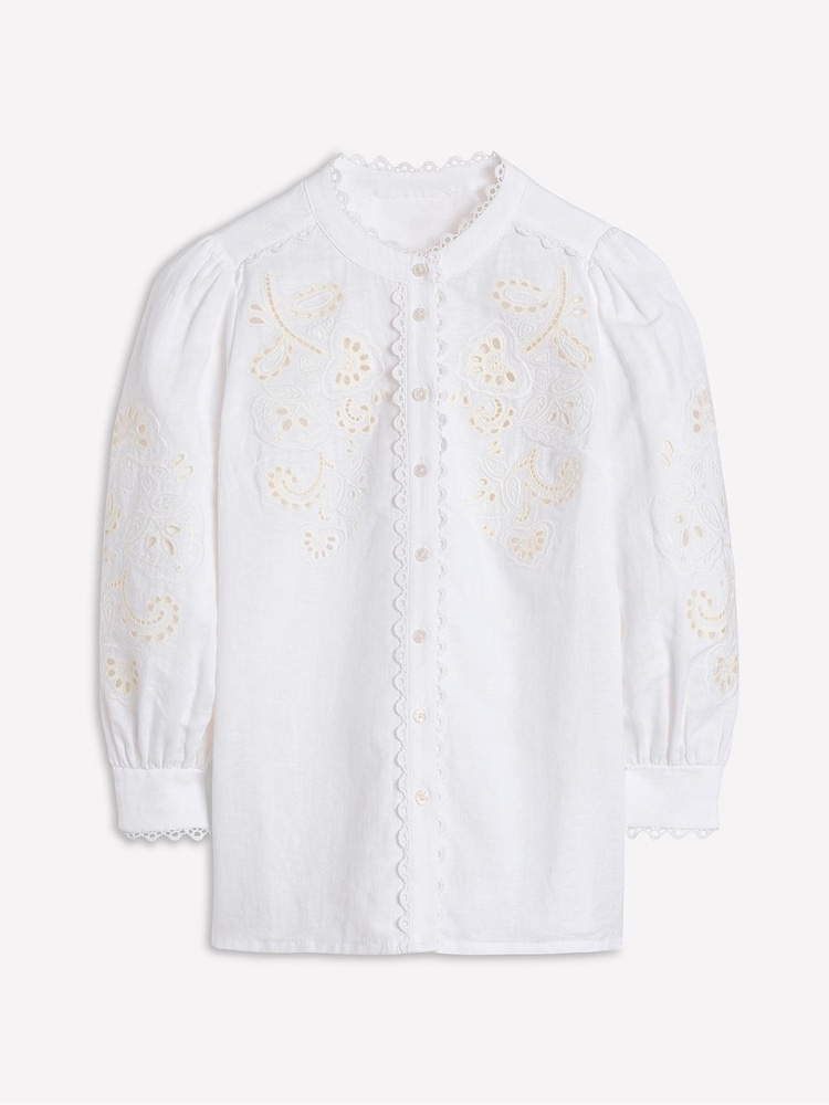 Boden White Alicia Cutwork Linen Top - Image 4 of 4