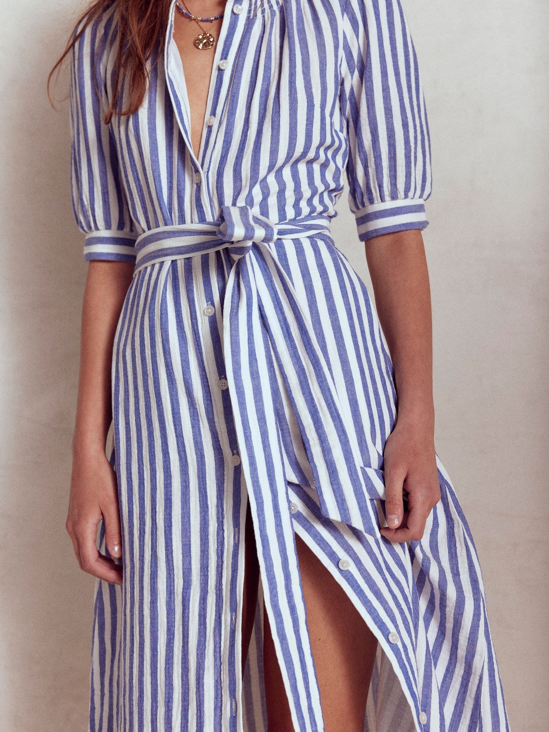 Buy Boden Blue Ada Double Cloth Stripe Midi Dress from Next Canada