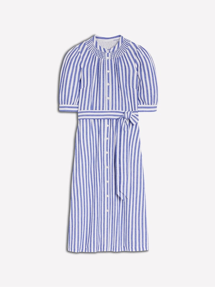 Boden Blue Ada Double Cloth Stripe Midi Dress - Image 6 of 6
