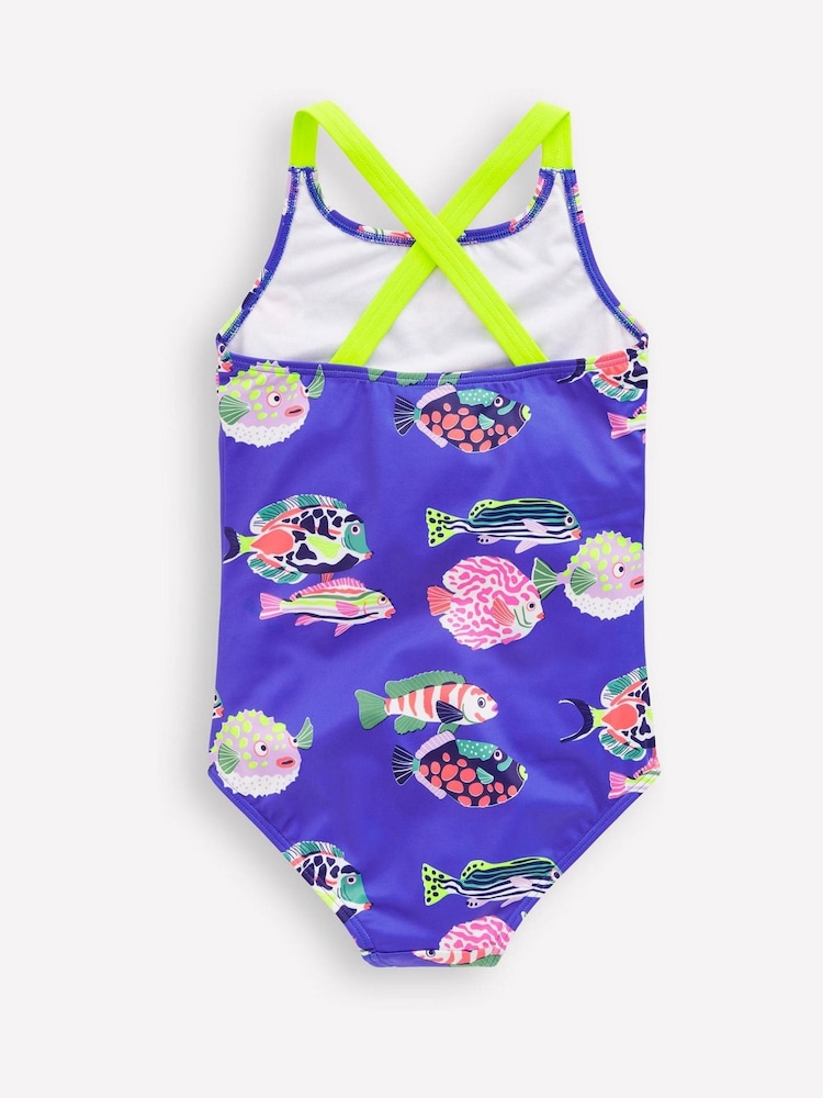Boden Blue Fish Cross-Back Printed Swimsuit - Image 2 of 3