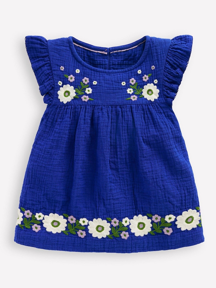 Boden Embroidered Double Cloth Frill Sleeve Top - Bild 1 von 3