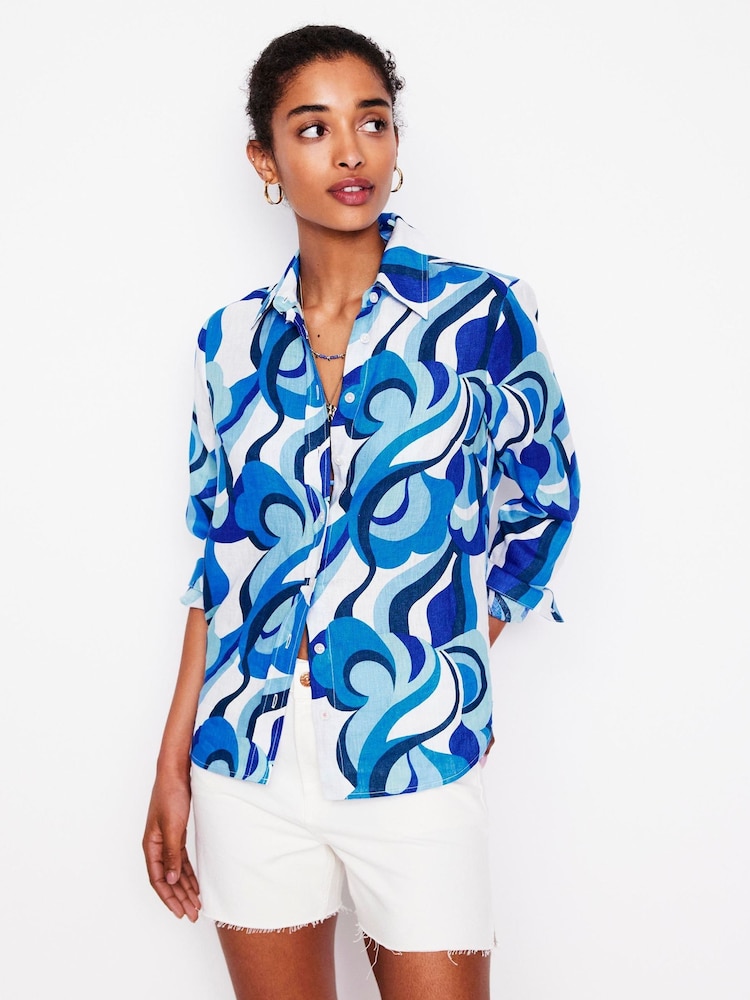 Boden Blue Sienna Linen Shirt - Image 1 of 5