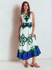 Boden Cream Sleeveless Linen Blend Dress - Image 1 of 5