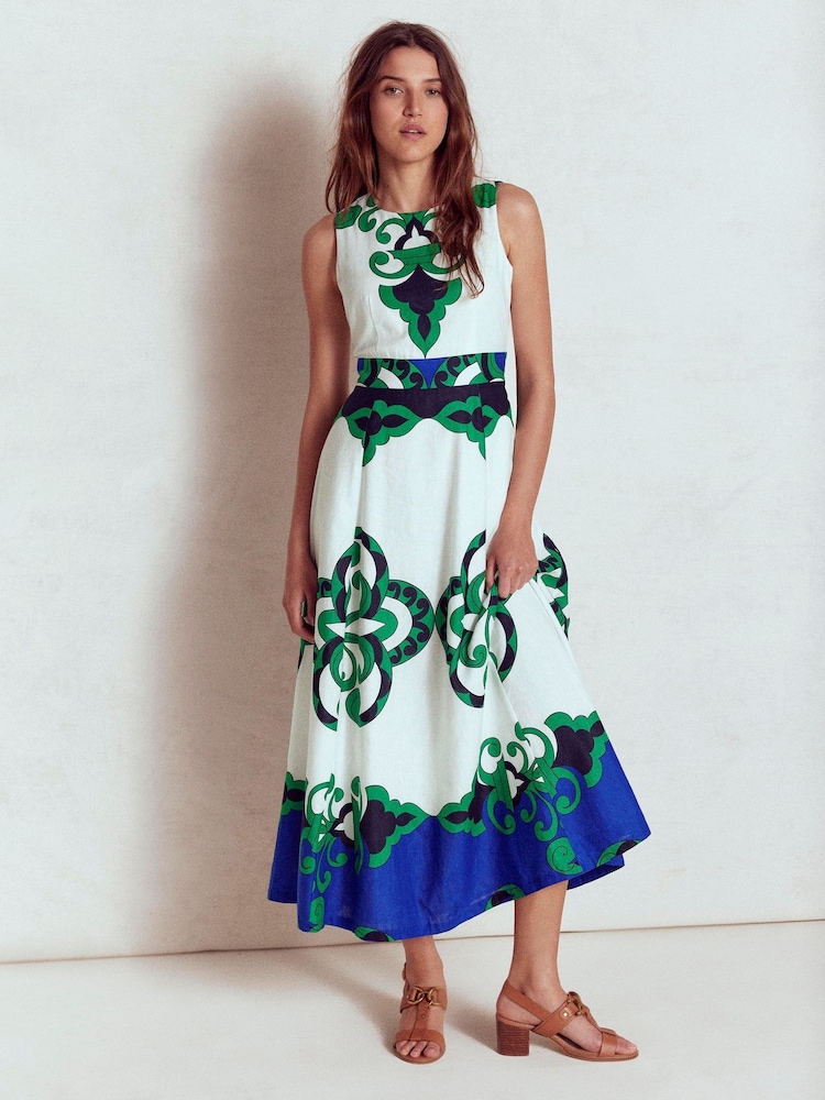 Boden Cream Sleeveless Linen Blend Dress - Image 1 of 5 Boden Cream Sleeveless Linen Blend Dress - Image 1 of 5