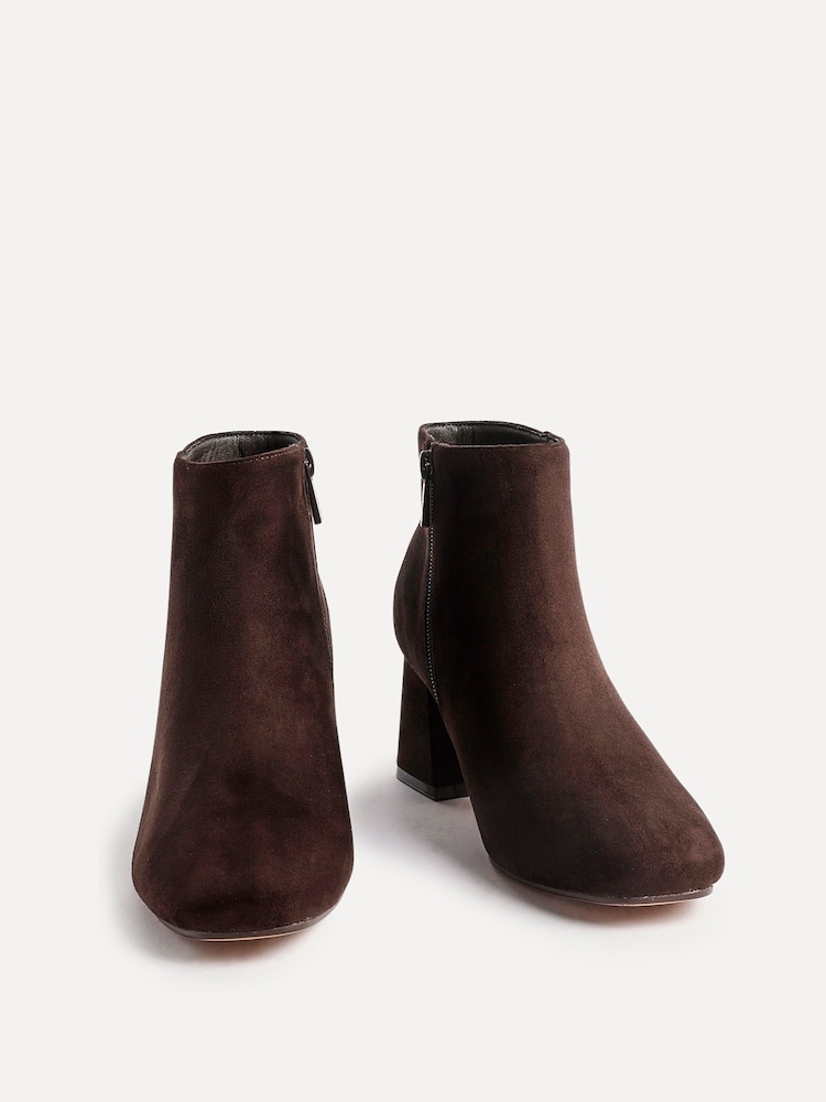 Linzi Brown Wide Fit Alba Wide Fit Block Heeled Ankle Boots - Image 5 of 5