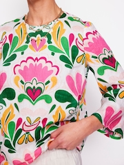 Boden Pink Fluted Sleeve Linen Top - Image 2 of 5