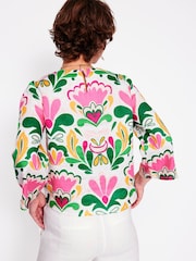 Boden Pink Fluted Sleeve Linen Top - Image 3 of 5