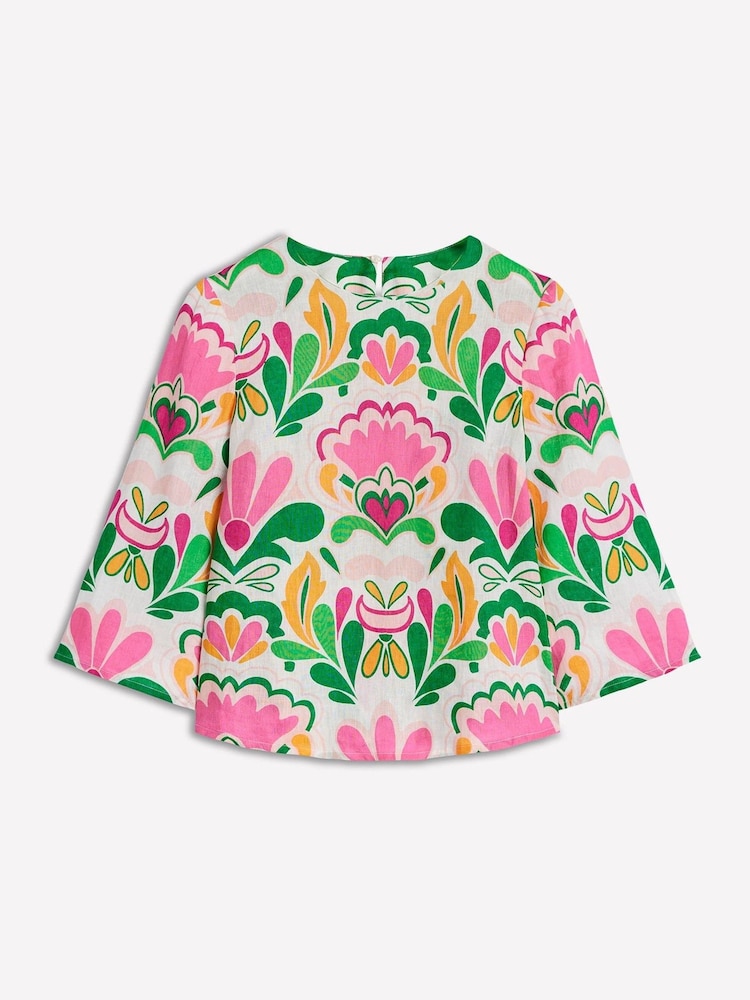Boden Pink Fluted Sleeve Linen Top - Image 5 of 5