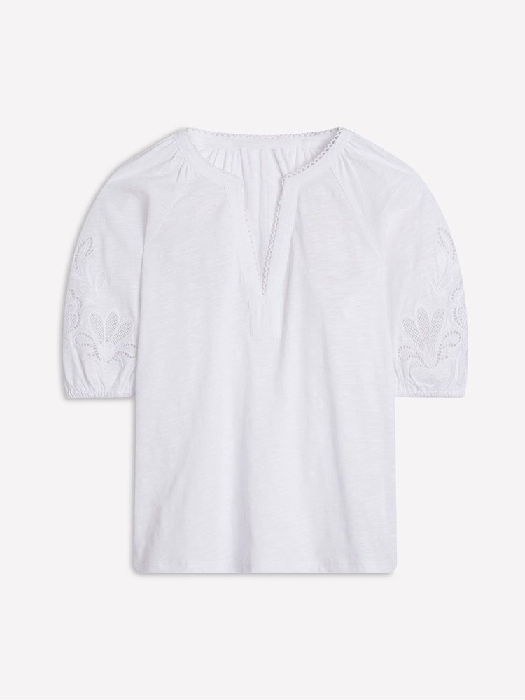 Boden White Notch Neck Cutwork Blouse - Image 5 of 5
