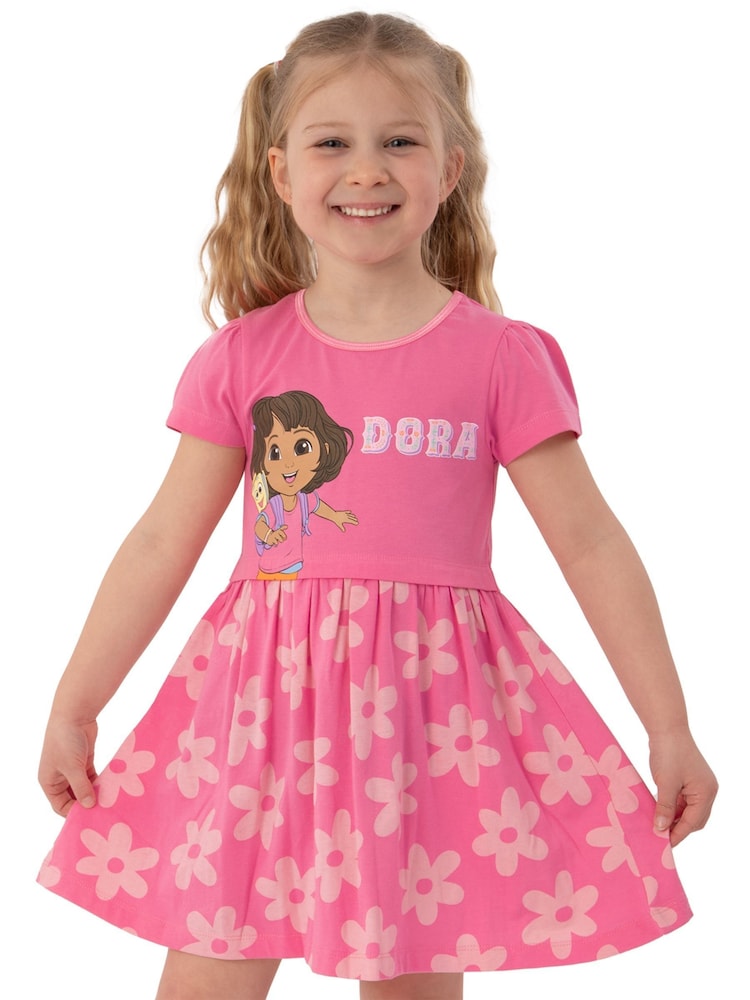 Character Pink Dora The Explorer Short Sleeve Dress - Image 1 of 9
