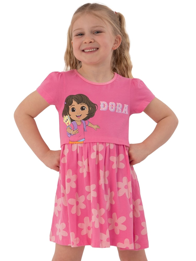 Character Pink Dora The Explorer Short Sleeve Dress - Image 2 of 9