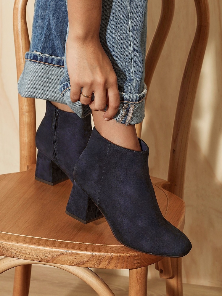 Linzi Blue Wide Fit Alba Wide Fit Block Heeled Ankle Boots - Image 1 of 5 Linzi Blue Wide Fit Alba Wide Fit Block Heeled Ankle Boots - Image 1 of 5