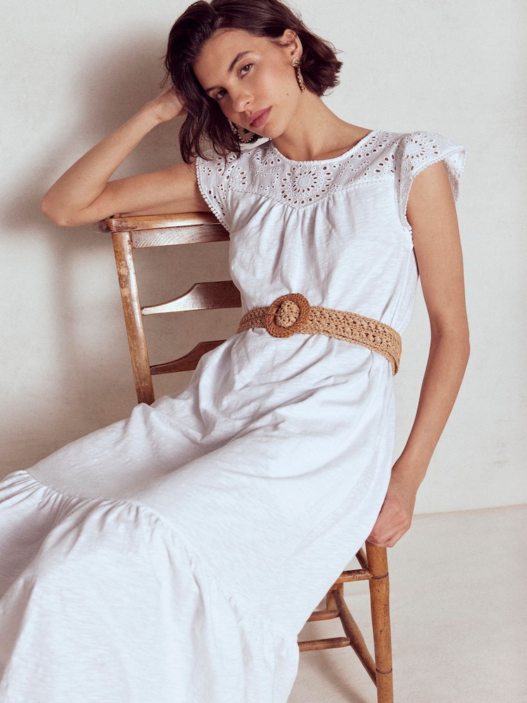 Boden White Juliet Broderie Midi Dress - Image 1 of 5