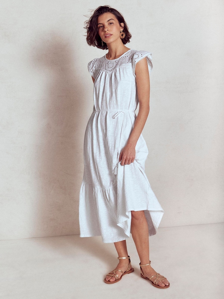 Boden White Juliet Broderie Midi Dress - Image 2 of 5