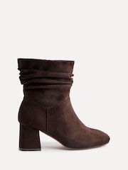 marrom escuro - Botas Linzi Zayda de salto alto franzido e ajuste Wide Fit - Imagem 3 de 6