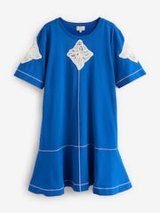 Jigsaw Blue Embroidered Short T-Shirt Dress - Image 1 of 1