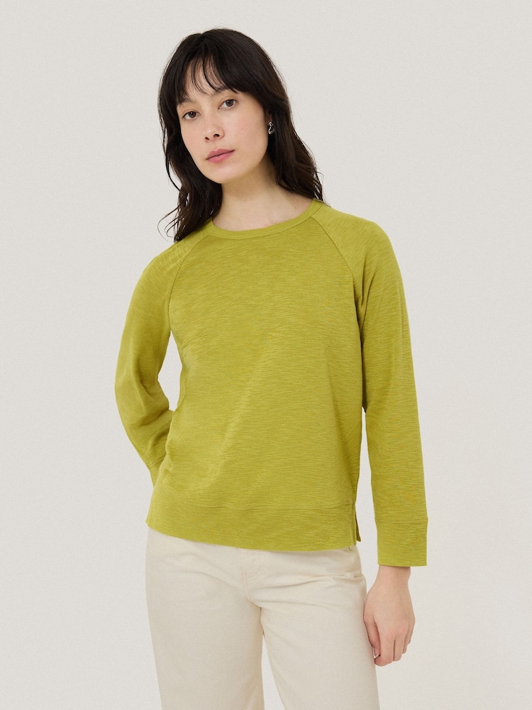 Jigsaw Green Cotton Luxe Raglan T-Shirt - Image 1 of 6 Jigsaw Green Cotton Luxe Raglan T-Shirt - Image 1 of 6