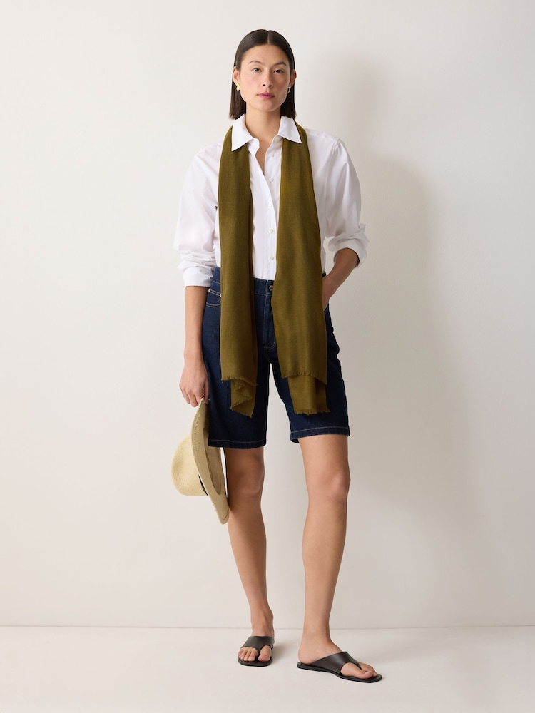 Jigsaw Green Wool Silk Pashmina Scarve - Image 2 of 5