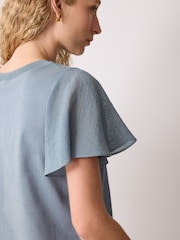 Jigsaw Gauze Sleeve Jersey Top - صورة 4 من 5