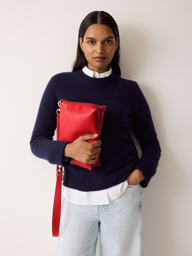 Jigsaw Red Ava Pebble Leather Cross-Body Bag - Image 1 of 2 Jigsaw Red Ava Pebble Leather Cross-Body Bag - Image 1 of 2