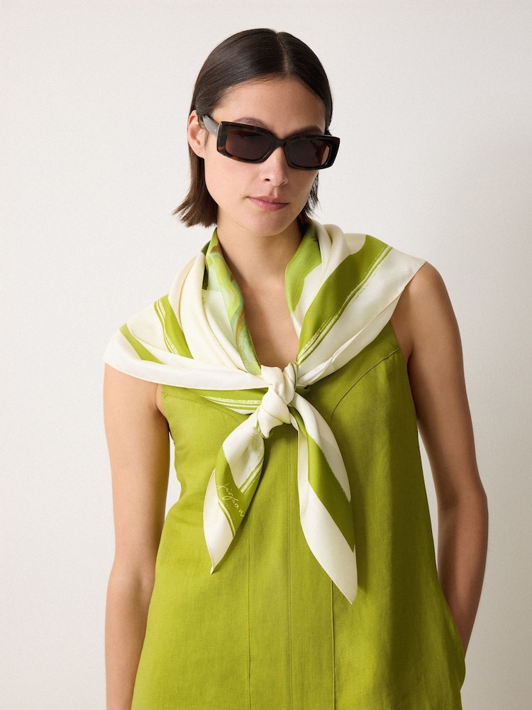 Jigsaw Green Painted Lily Silk Twill Scarf - Image 1 of 3