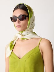 Jigsaw Green Painted Lily Silk Twill Scarf - Image 2 of 3