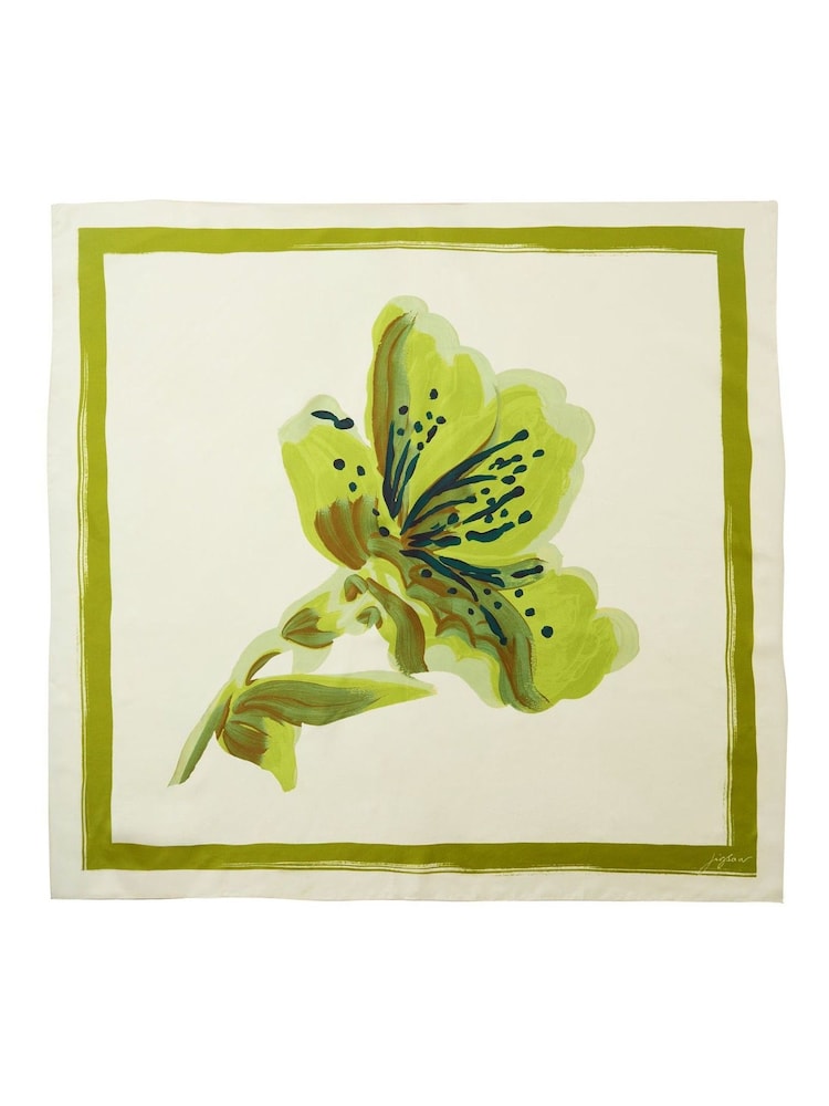 Jigsaw Green Painted Lily Silk Twill Scarf - Image 3 of 3