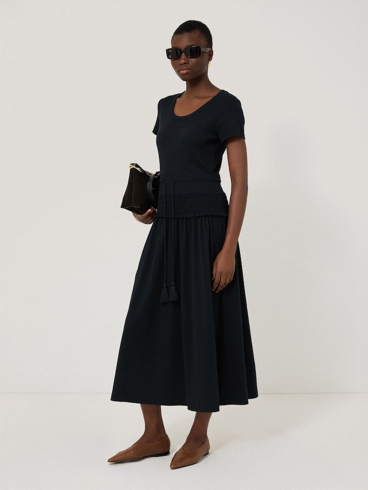 Jigsaw Blue Shirred Waist T-Shirt Dress - Image 1 of 5