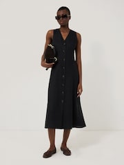 Jigsaw Black Linen Waistcoat Dress - Image 1 of 5