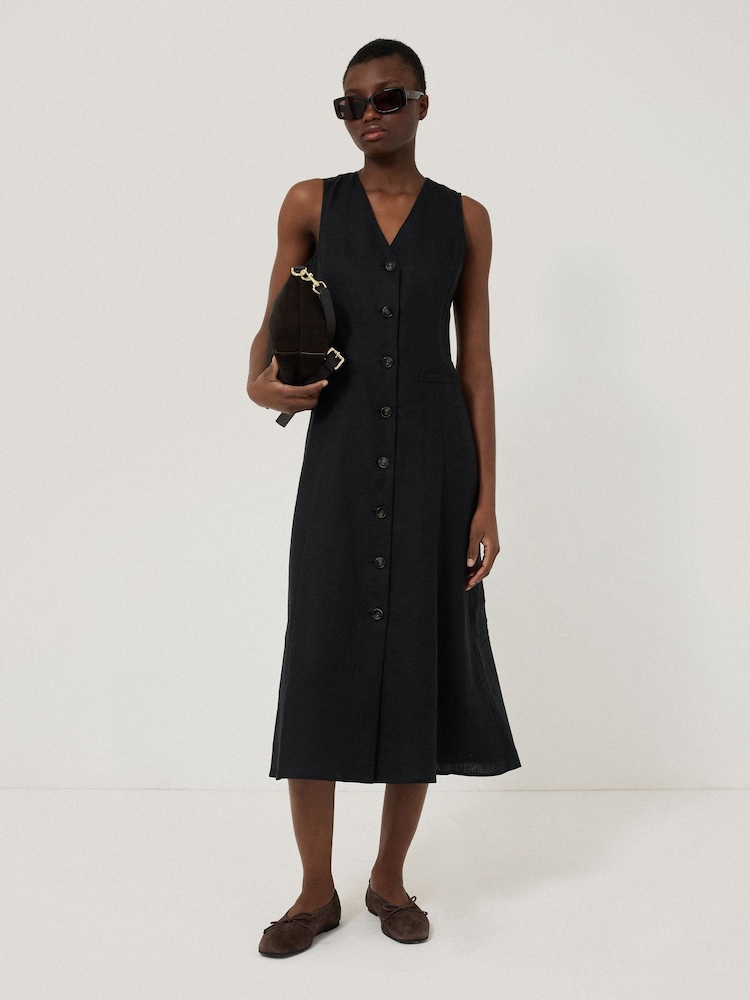 Jigsaw Black Linen Waistcoat Dress - Image 1 of 5 Jigsaw Black Linen Waistcoat Dress - Image 1 of 5