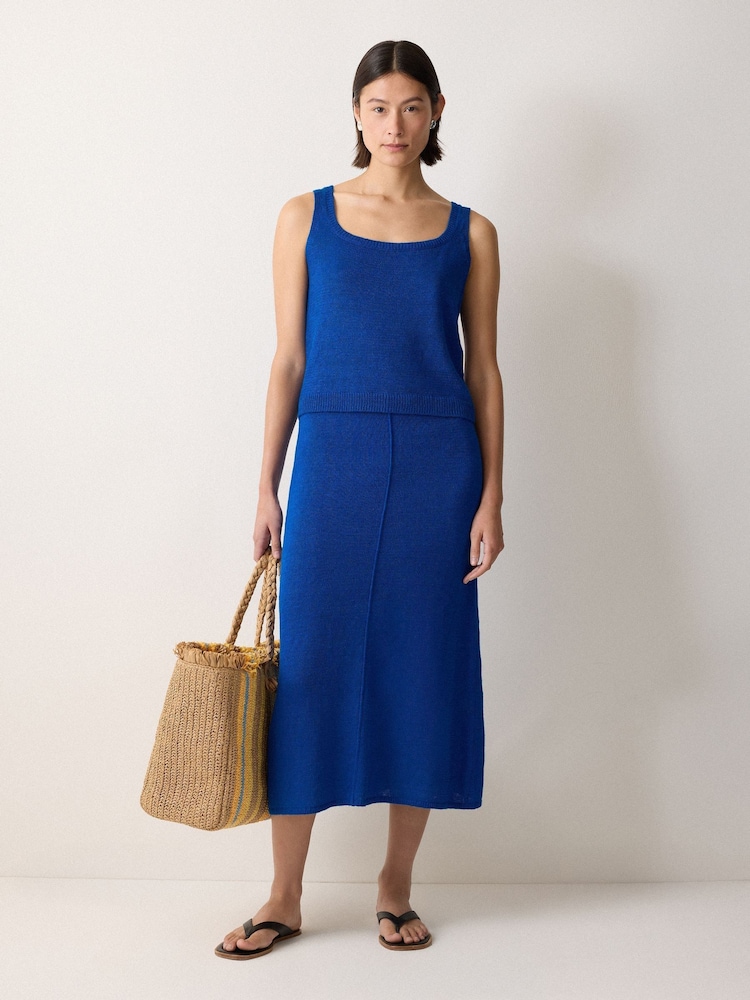 Jigsaw Blue Linen Square Neck Knitted Vest - Image 4 of 4 Jigsaw Blue Linen Square Neck Knitted Vest - Image 4 of 4