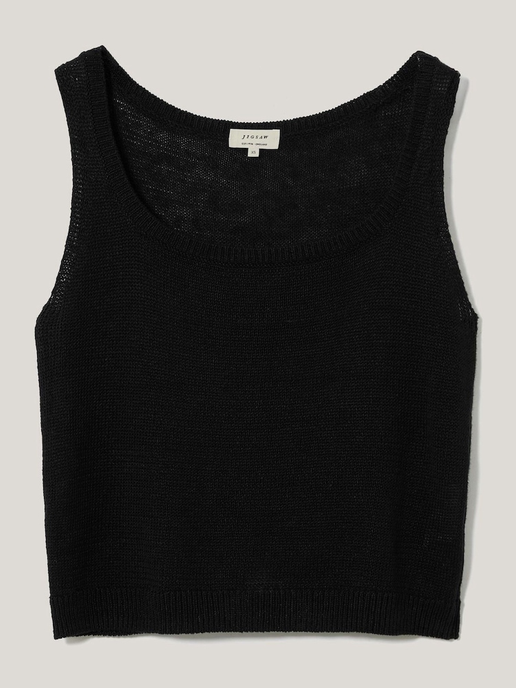 Jigsaw Blue Linen Square Neck Knitted Vest - Image 6 of 6