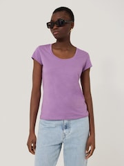 Jigsaw Purple Supima Cotton Scoop Neck T-Shirt - Image 1 of 4