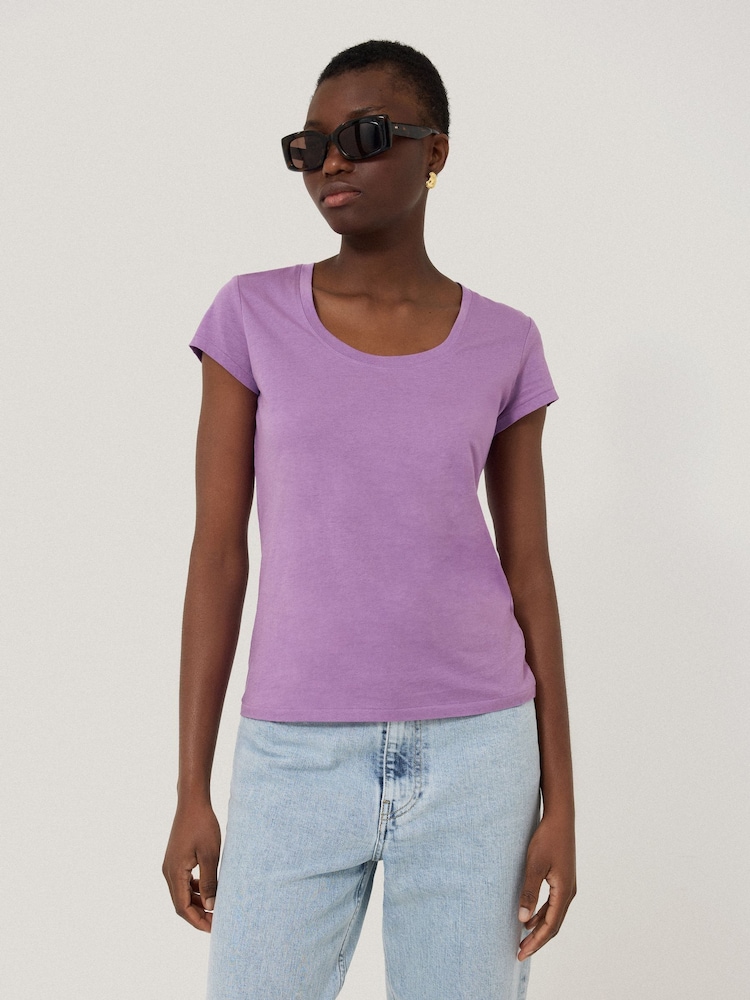 Jigsaw Purple Supima Cotton Scoop Neck T-Shirt - Image 1 of 4