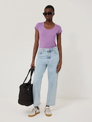 Jigsaw Purple Supima Cotton Scoop Neck T-Shirt - Image 2 of 4