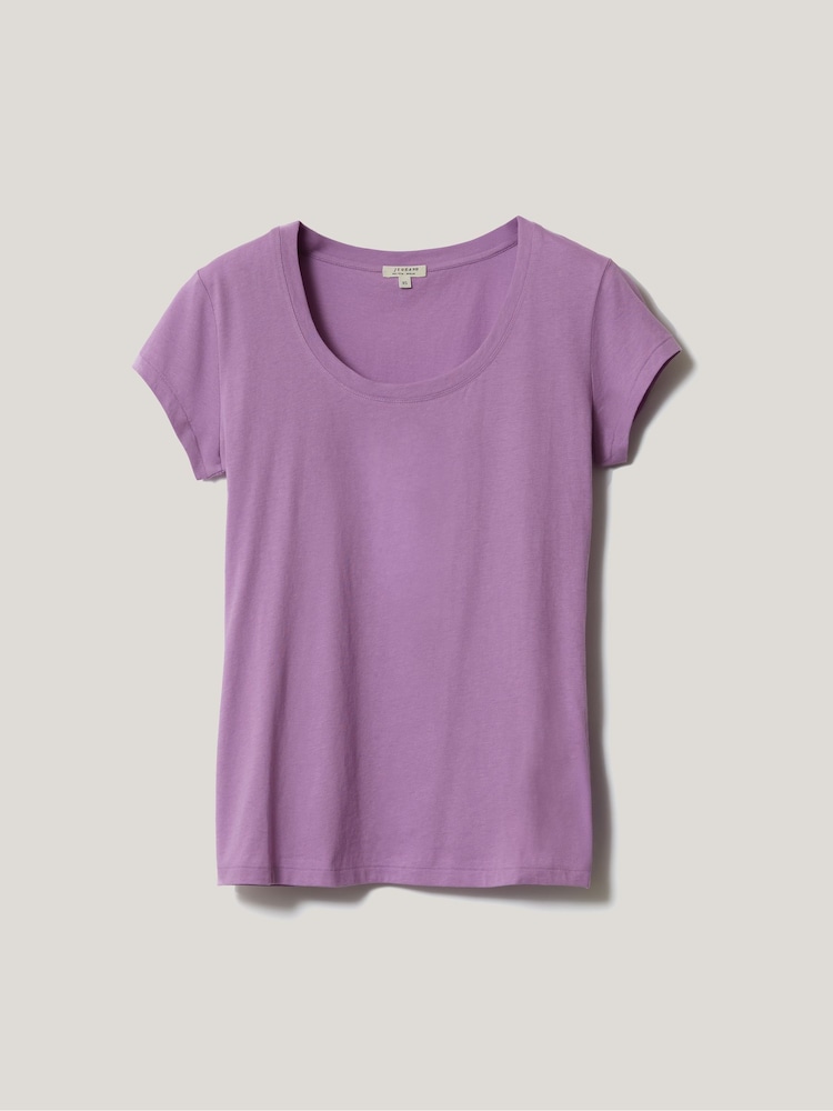 Jigsaw Purple Supima Cotton Scoop Neck T-Shirt - Image 4 of 4
