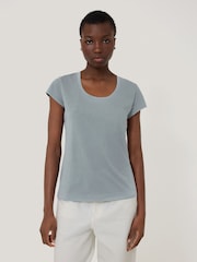 Jigsaw Blue Supima Cotton Scoop Neck T-Shirt - Image 2 of 4