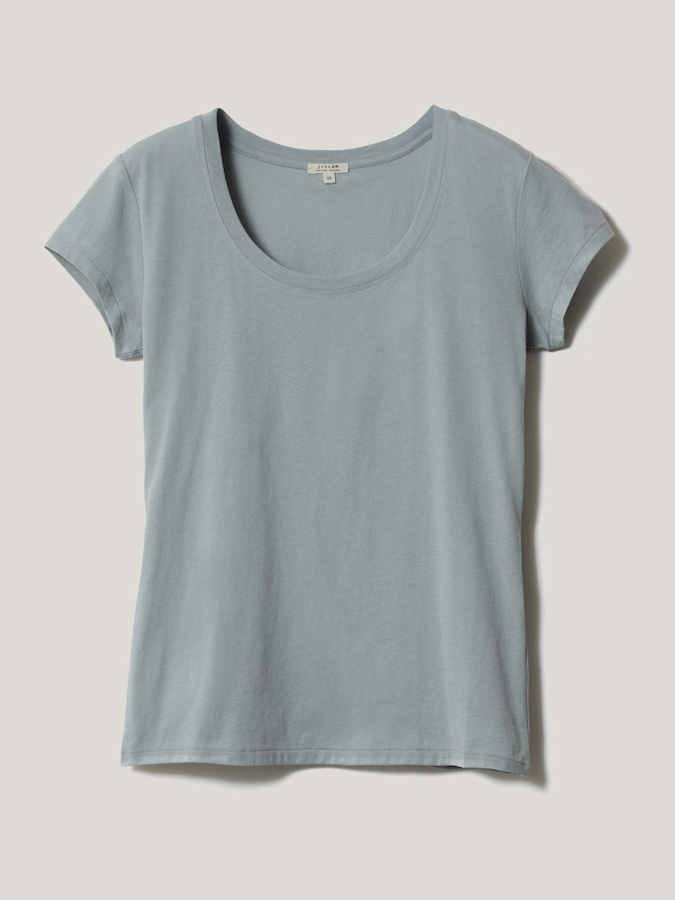 Jigsaw Blue Supima Cotton Scoop Neck T-Shirt - Image 4 of 4 Jigsaw Blue Supima Cotton Scoop Neck T-Shirt - Image 4 of 4