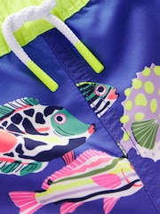 Boden Blue Fish Swim Shorts - Image 3 of 3