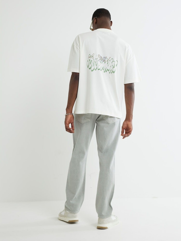 River Island Grey Straight Fit Jeans - Image 2 of 4 River Island Grey Straight Fit Jeans - Image 2 of 4